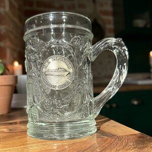 Vintage M.S. Seaward Norwegian Cruise Line Beer Mug – Glass Stein with Pewter